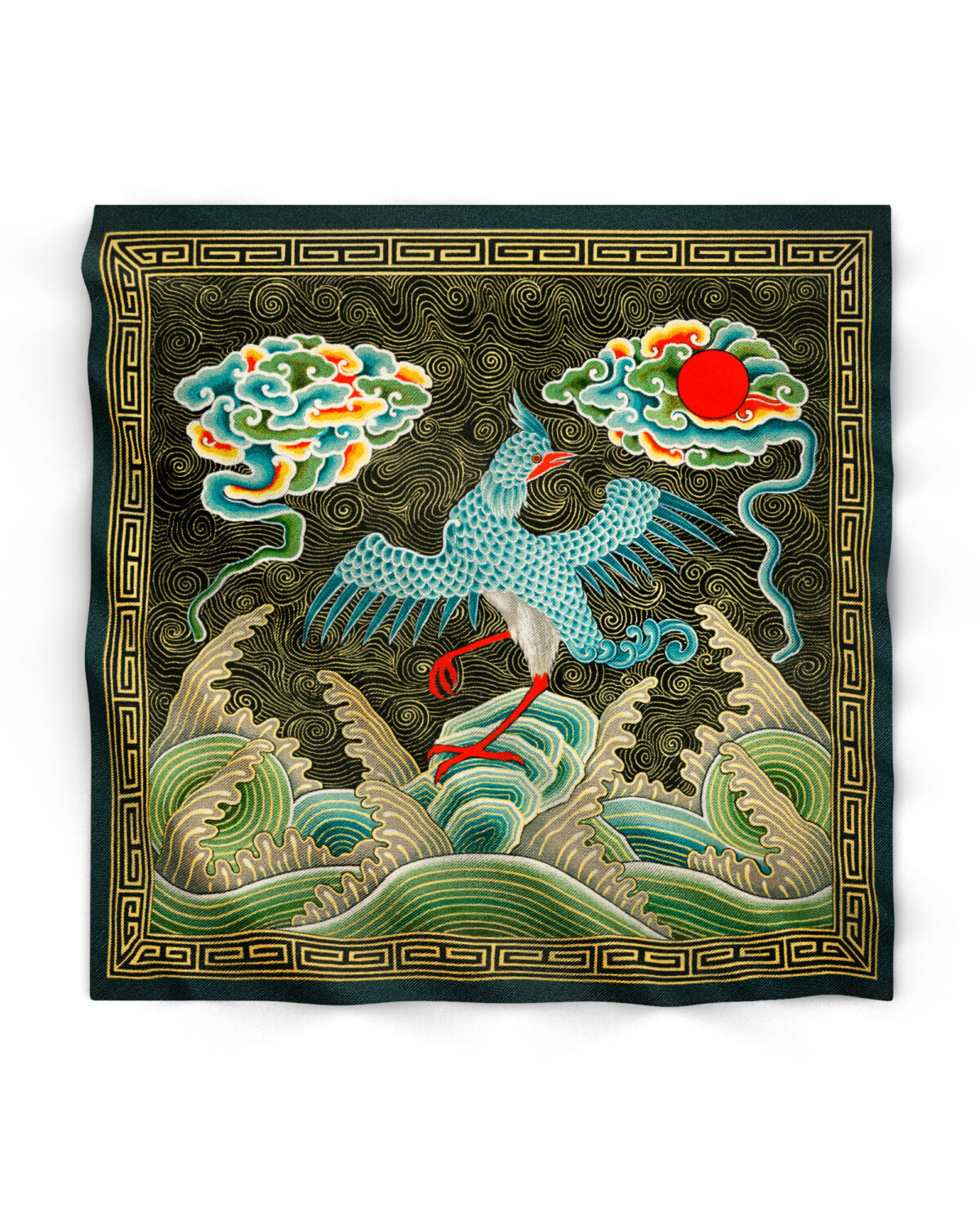 Silk-Feel Asian Fine Art Satin Bandanas Artistic Gift for Her 4 - Lucky Phoenix Colorful Scarf